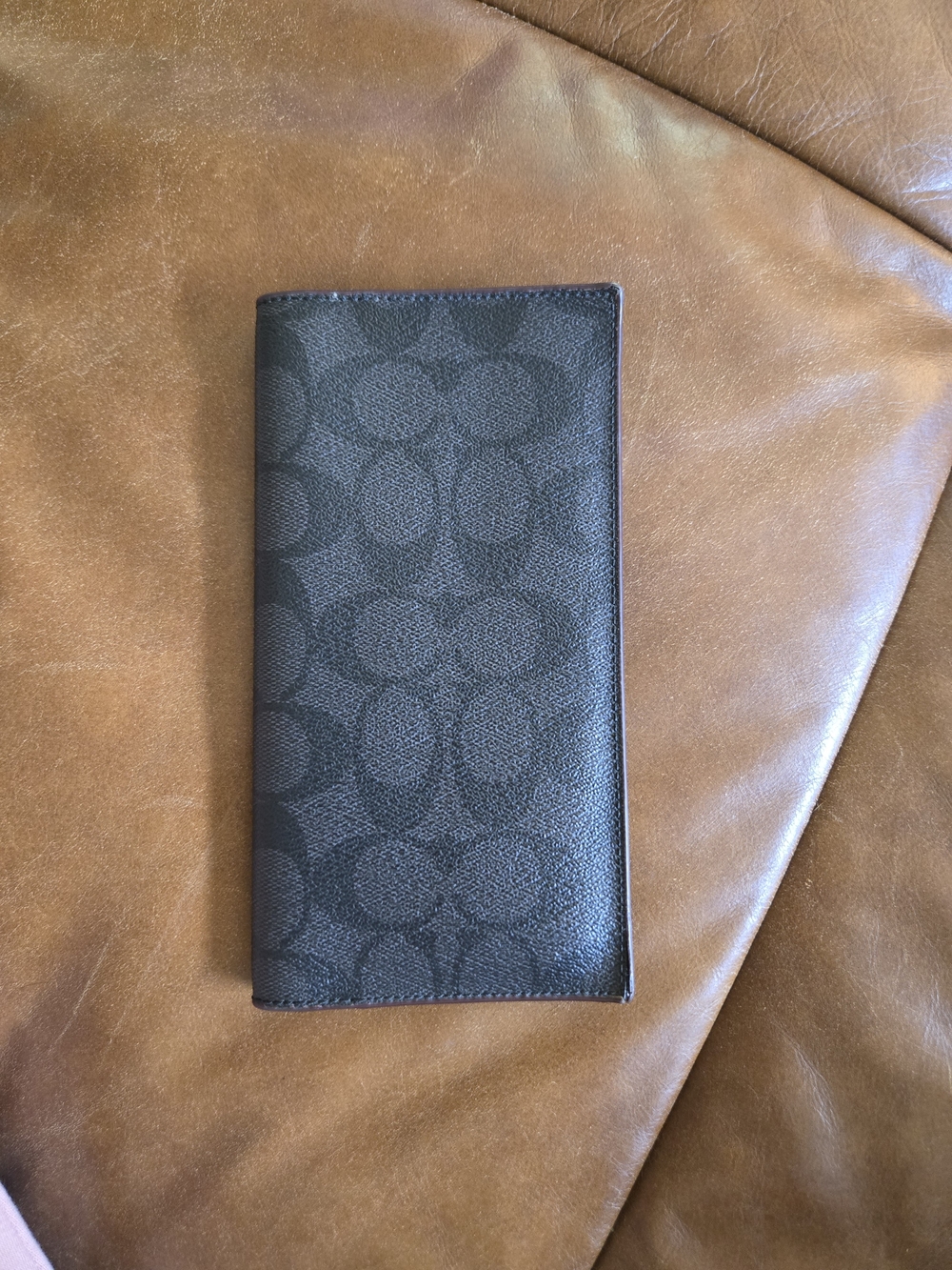 Coach Black Signature Pattern Long Wallet